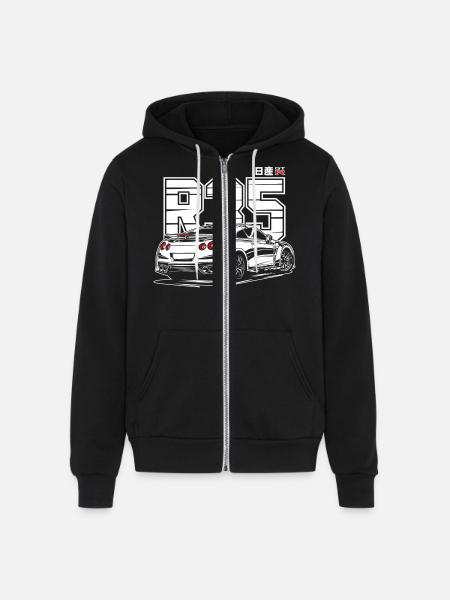 Gtr R35abcdabcdabcdwhite Print - Unisex Full Zip Hoodie - black