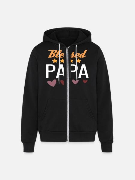 Blessed Papa - Unisex Full Zip Hoodie - black