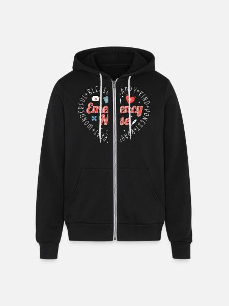 Emergency Nurse - Unisex Full Zip Hoodie - black