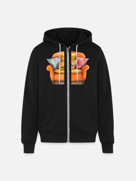 Funny Cat - Unisex Full Zip Hoodie - black