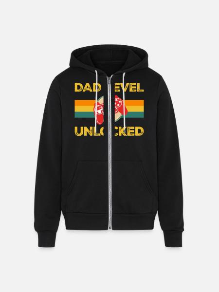 Dad Level Unlocked - Unisex Full Zip Hoodie - black