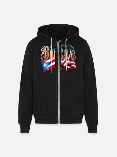 Latin Boricua Spanglish - Unisex Full Zip Hoodie - black