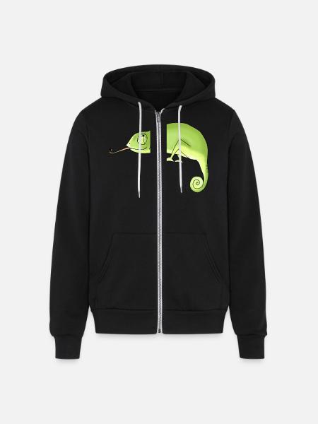 Green Chameleon - Unisex Full Zip Hoodie - black
