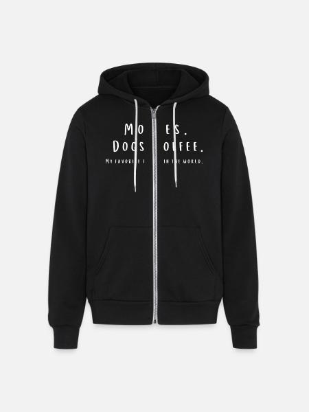 Movies Coffee And Dogs - Unisex Full Zip Hoodie - black