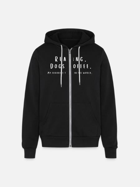 Reading Coffee And Dogs - Unisex Full Zip Hoodie - black