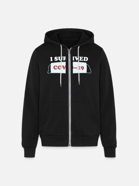 I SURVIVED COVID19 blue - Unisex Full Zip Hoodie - black
