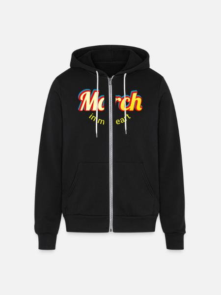 march - Unisex Full Zip Hoodie - black