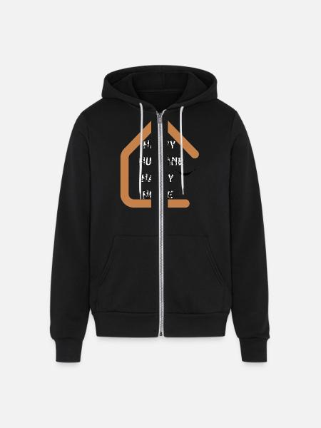 HAPPY HUSBAND HAPPY HOUSE - Unisex Full Zip Hoodie - black