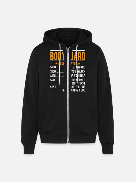 Bodyguard Hourly Rates - Unisex Full Zip Hoodie - black