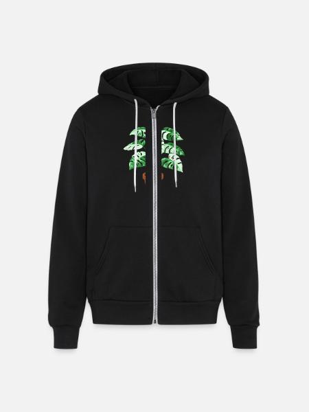 Variegated Monstera - Unisex Full Zip Hoodie - black