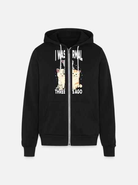 I Was Normal - Unisex Full Zip Hoodie - black