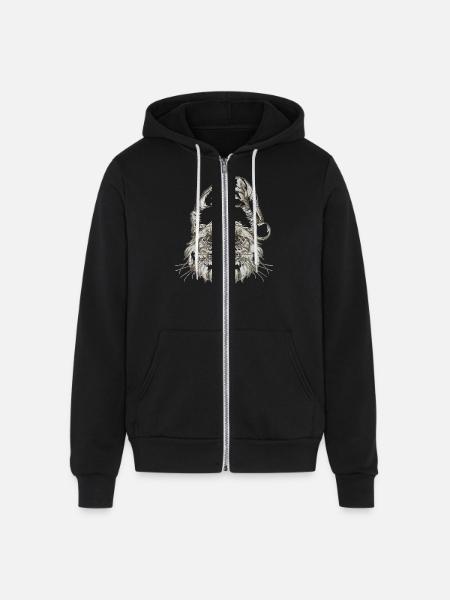 cat in santa hat2 - Unisex Full Zip Hoodie - black