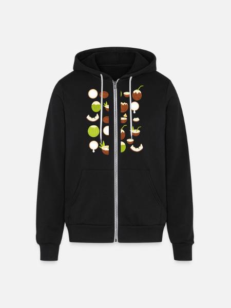 Retro Coconut Design - Unisex Full Zip Hoodie - black