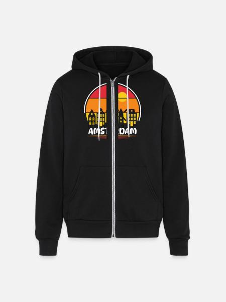 Amsterdam - Unisex Full Zip Hoodie - black