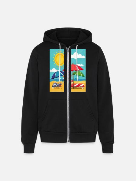 Beach Umbrellas - Unisex Full Zip Hoodie - black