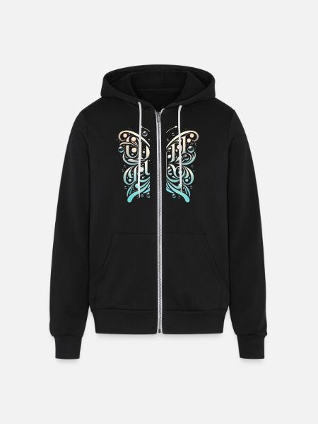 Flowing Elegance - Unisex Full Zip Hoodie - black