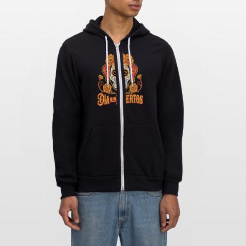 Dia De Los Muertos Dog Skull Flowers - Unisex Full Zip Hoodie