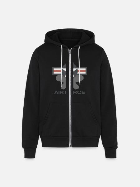 F-22 Raptor Patriotic Roundel - Unisex Full Zip Hoodie - black