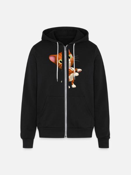 Orange Tabby Cat - Unisex Full Zip Hoodie - black