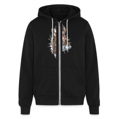 STUCK Otter (front) - white cracks - Unisex Full Zip Hoodie