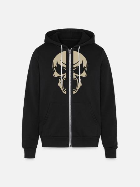 Alien Skull Head - Unisex Full Zip Hoodie - black