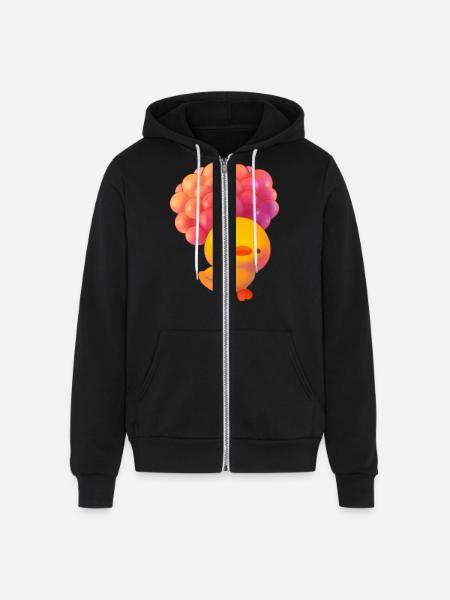 Ducky Flying With Balloons - Unisex Full Zip Hoodie - black