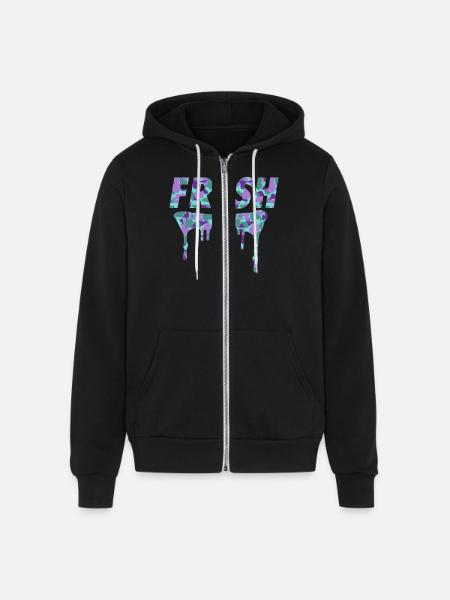 Fresh Purple Camo Drips - Unisex Full Zip Hoodie - black