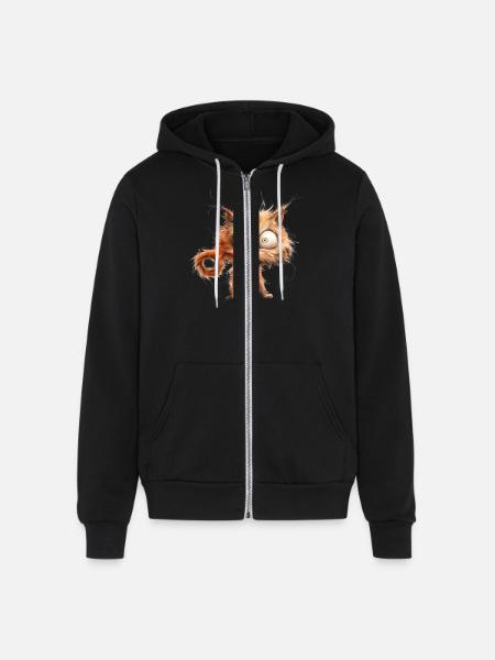 Funny Cat - Unisex Full Zip Hoodie - black
