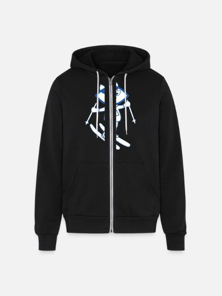 Blue cat skiing - Unisex Full Zip Hoodie - black