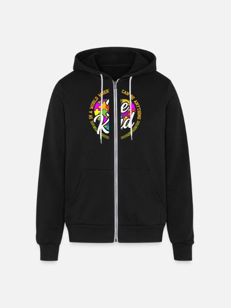 Be Anything Be Kind Flower - Unisex Full Zip Hoodie - black