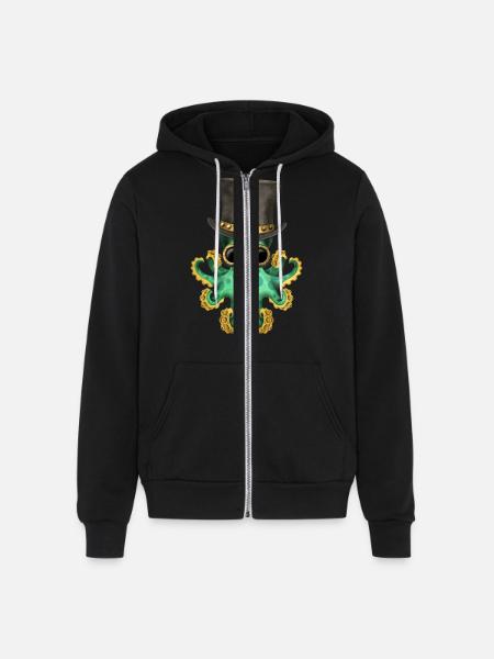 Steampunk Green Octopus - Unisex Full Zip Hoodie - black