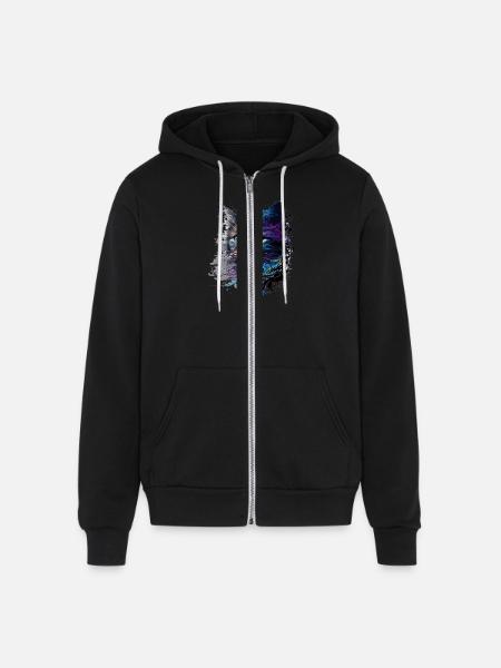 Cat design "Blue cat" - Unisex Full Zip Hoodie - black