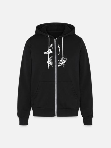 Cute Tattoo Style Duck - Unisex Full Zip Hoodie - black