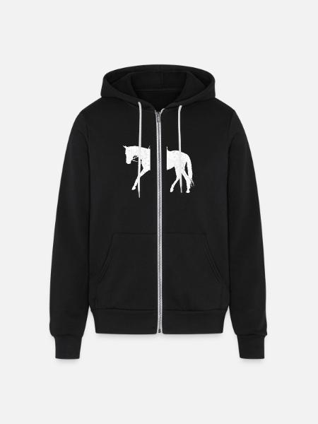 Equestrian White - Unisex Full Zip Hoodie - black