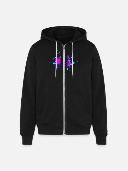 Cat face in paint - Unisex Full Zip Hoodie - black