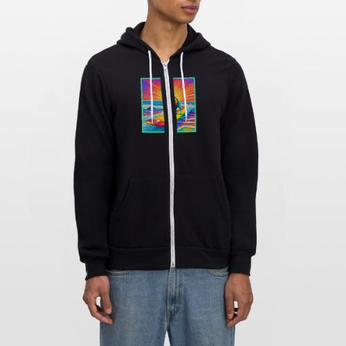 Sunny Surfing Pup: Beach Bliss - Unisex Full Zip Hoodie