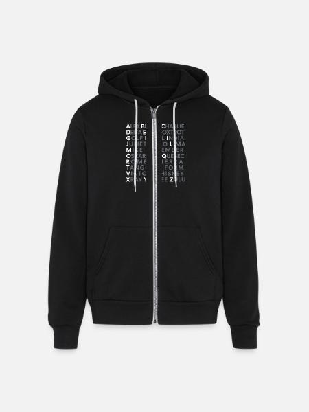 NATO Phonetic Alphabet - Unisex Full Zip Hoodie - black