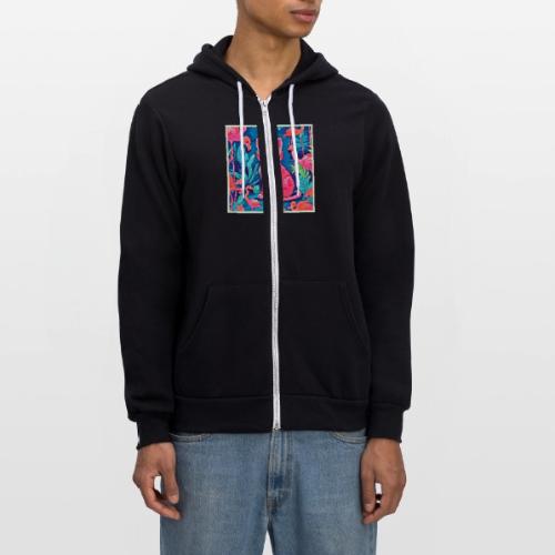 Feline Flamingo Fusion: Cartoon Art Style - Unisex Full Zip Hoodie