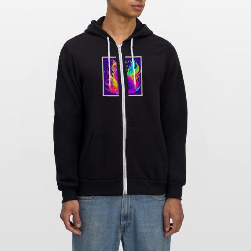 Vibrant Painting of Cat Caught in Flames - Unisex Full Zip Hoodie