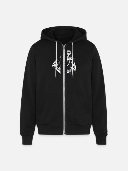Eleganter Tattoo Style Anker - Unisex Full Zip Hoodie - black