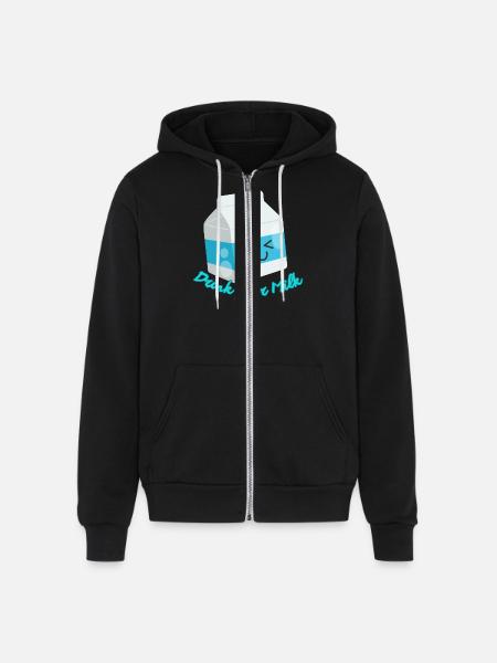 Drink Your Milk - Unisex Full Zip Hoodie - black