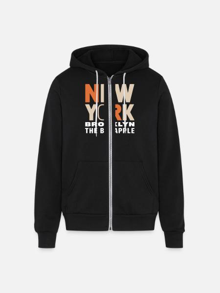 New York Brooklyn - The Big Apple Classic Design - Unisex Full Zip Hoodie - black