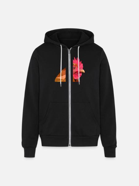 lowpoly rooster - Unisex Full Zip Hoodie - black