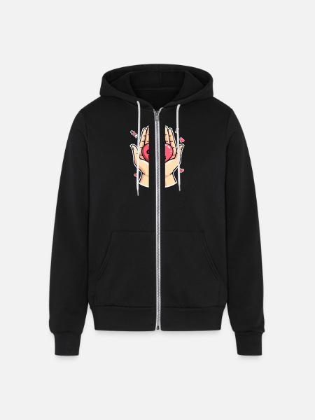 Caring Hands - Unisex Full Zip Hoodie - black