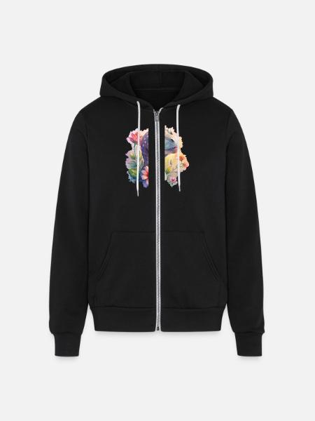 Prehistoric Florals - Unisex Full Zip Hoodie - black