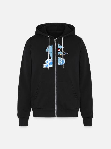 Dolphin Water Ski - Unisex Full Zip Hoodie - black