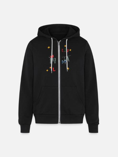 Christmas Bird And Socks - Unisex Full Zip Hoodie - black
