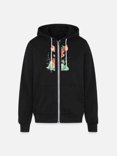 New Deer - Unisex Full Zip Hoodie - black