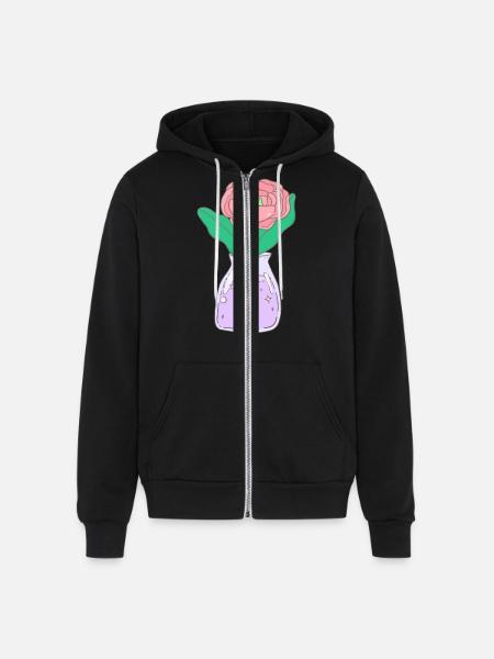 Rose With A Surprise - Unisex Full Zip Hoodie - black