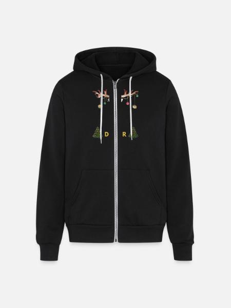 Christmas DEER - Unisex Full Zip Hoodie - black